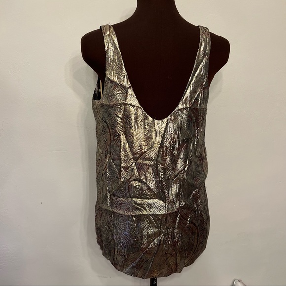 J. Crew Cate Cami Gold Top Tank Metallic paisley, NWT, Size 2 - Picture 7 of 9
